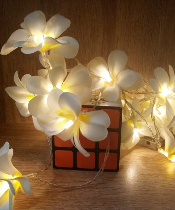1.5m 10 LEDs Battery Powered Warm White Creative DIY Frangipani LED String Lights Floral Holiday Lighting Event Party Garland Bedroom Decoration