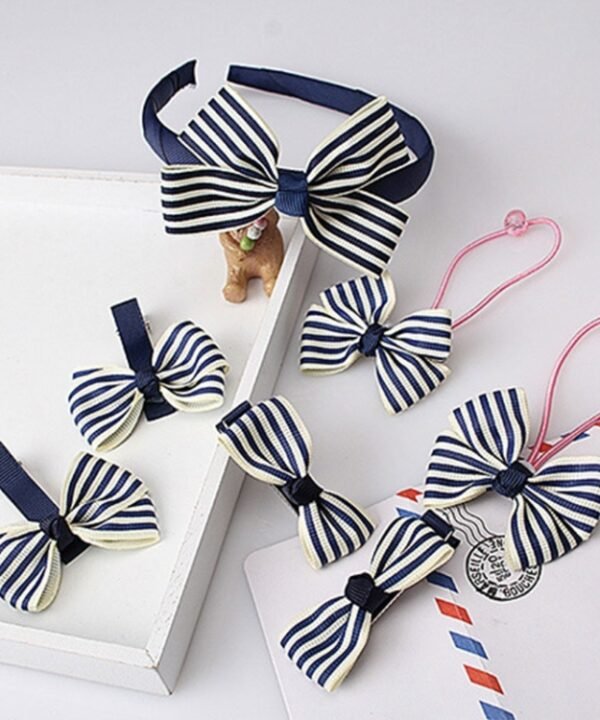 7 PCS/Set Children Accessories Hairband Baby Girls Lovely Bow Headwear Hair Clip, Rose red + green, Blue + pink, Pink + Navy, Watermelon red + pink, Light blue +pink dots, Pink + watermelon red dots, Light yellow+ red dots, Pink+navy dots...