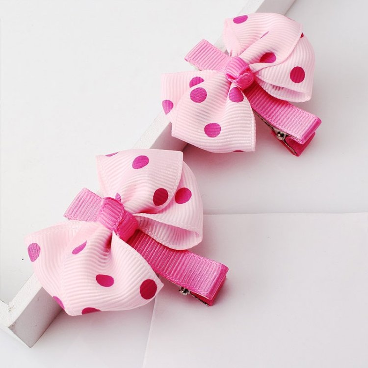 7 PCS/Set Children Accessories Hairband Baby Girls Lovely Bow Headwear Hair Clip, Rose red + green, Blue + pink, Pink + Navy, Watermelon red + pink, Light blue +pink dots, Pink + watermelon red dots, Light yellow+ red dots, Pink+navy dots... - Image 3
