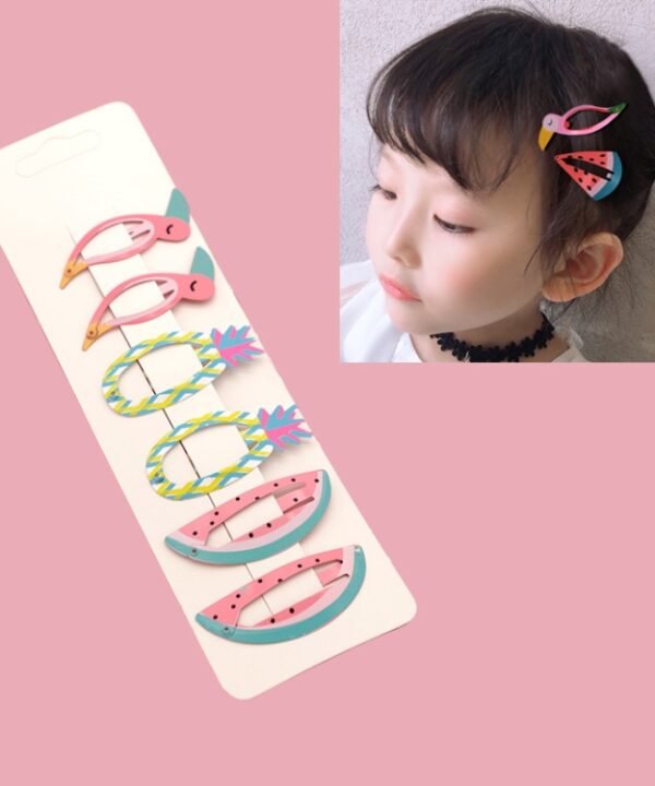 6 PCS/Set Kids Hair Accessories Fruit Hairpins Cartoon Rainbow Hair Clip, New Bird pineapple 8#, Bird pineapple 6#, Ice cream 1#, Mermaid 2#, Candy rainbow 5#, Red Mermaid 4#, Blue Mermaid 3#, Strawberry watermelon 7#