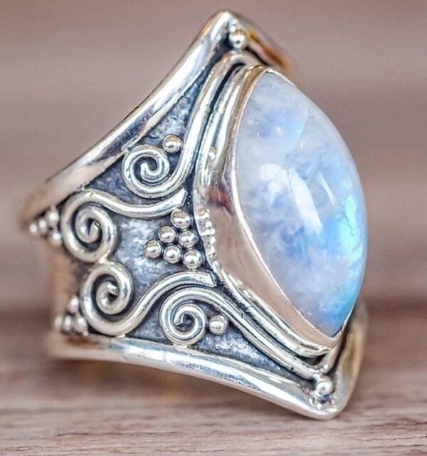 Vintage Silver Big Stone Ring for Women Fashion Bohemian Boho Jewelry, 10, 11, 5, 6, 7, 8, 9