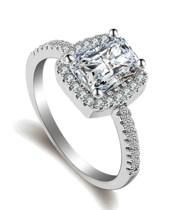 Fashion Big Cubic Crystal Silver Zircon Ring Wedding Jewelry Party Gift, 5, 6, 7, 8, 9, 10