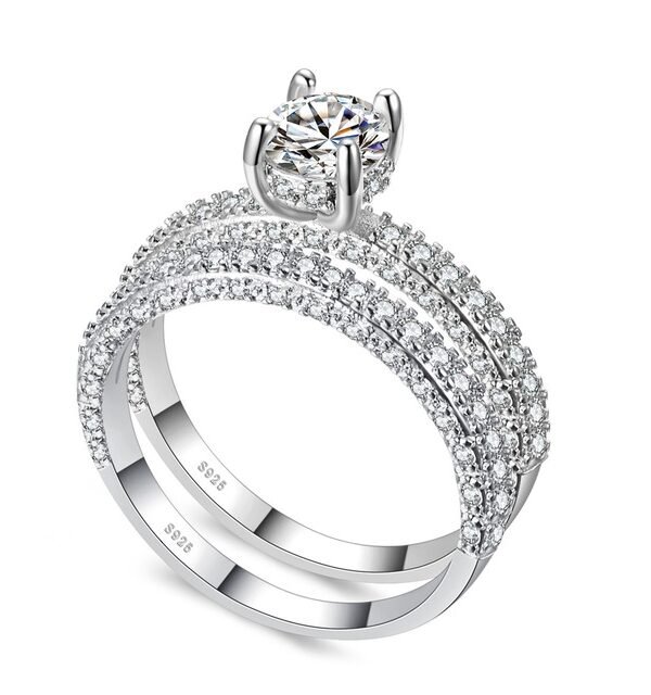 Double Row For Women Fashion Cubic Zirconia Wedding Engagement ring, 6, 7, 8, 9, 10
