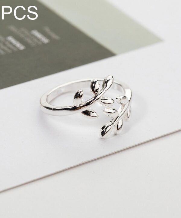 2 PCS Charms Tolive Tree Branch Leaves Adjustable Open Ring for Women