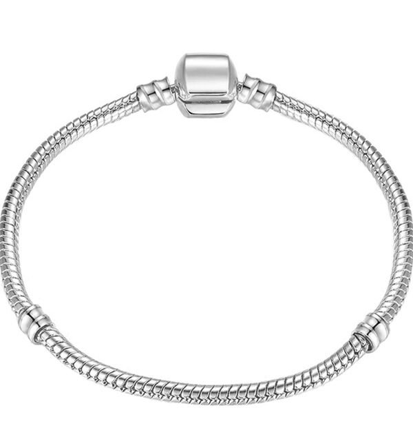 17-21cm Silver Snake Chain Link Bracelet Fit European Charm Pandora Bracelet, 17cm, 18cm, 19cm, 20cm, 21cm