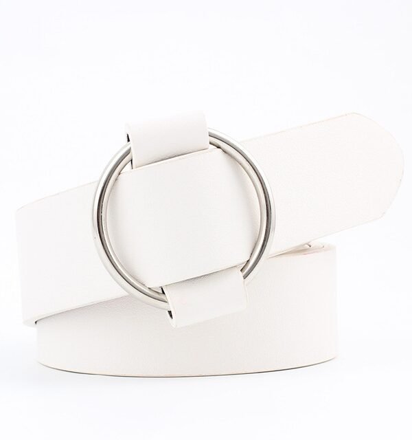 Casual Needleless Round Buckle Wide  PU Leather Belt for Women, 103cm