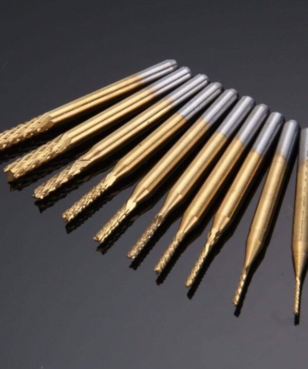 10pcs / Set titanium coated carbide end mill engraving knife edge milling cutter CNC milling machine