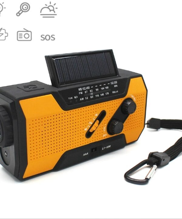 Multifunctional Hand Crank Solar Power LED Flashlight Full Band FM Radio Desk Lamp Alarm, Ordinary Version, US Version NOAA