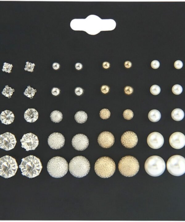 20 Pairs / Pack Six-Jaw Zircon Earrings Female Pearl Diamond Jewelry