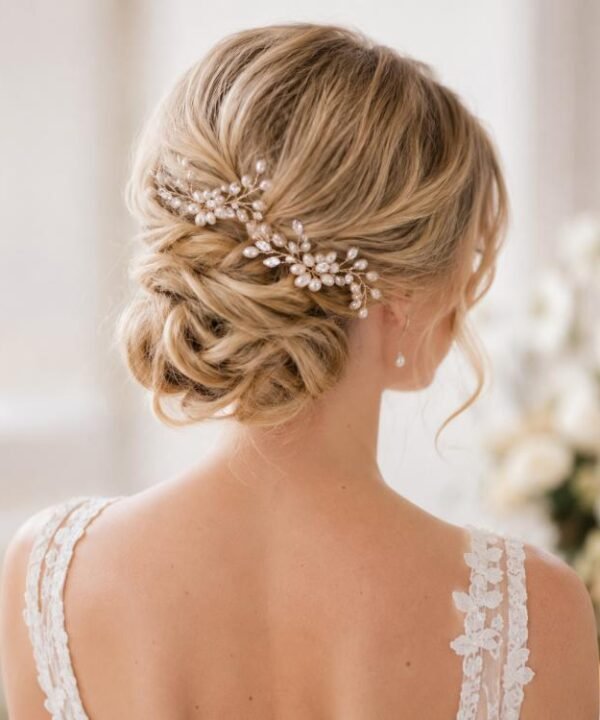 2PCS Festival Wedding Hair Accessories Bridal Hair Stick Floral Hairpin Beautiful Headdress Plait Hair Clip Vine Accessories
