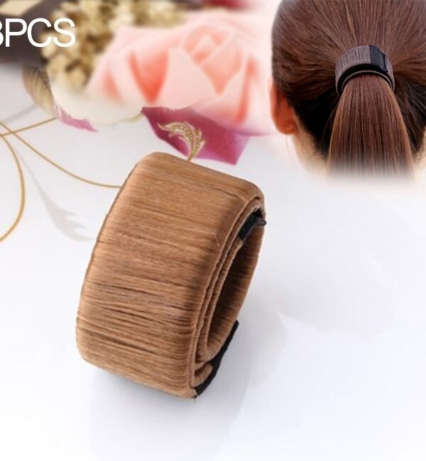 3PCS Magic Bun Women Synthetic Wig Headwear Donuts Bud Ball Twist Magic DIY Bun Maker Tools, beige, golden, dark coffee, light coffee, black, medium coffee