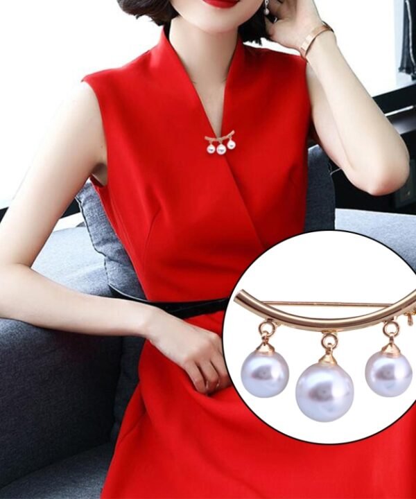Anti Slip Pin Simple Pearl Brooch Women Accessories Cardigan Anti Wearing Pins Enamel Pin, Gold, Silver Plated