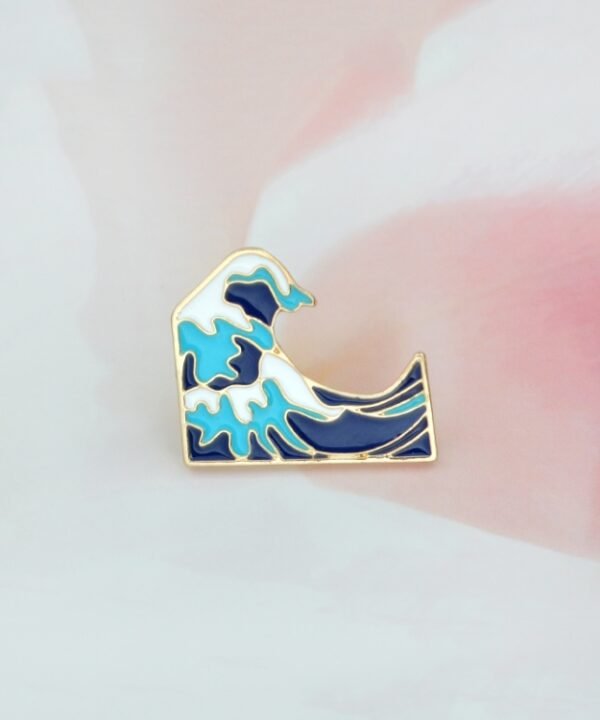 2PCS Blue waves brooch Enamel Pin buckle Cartoon Metal Brooch for Coat Jacket Bag Pin Badge Sea Jewelry