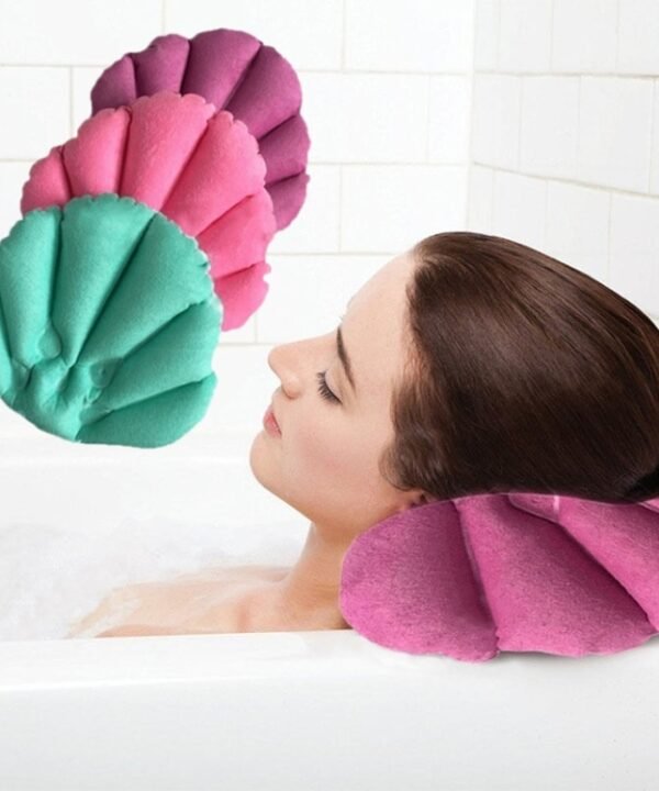 Shell Shaped Soft Bathroom Pillow Home Comfortable Spa Inflatable Bathtub Cushion, Random Color Delivery