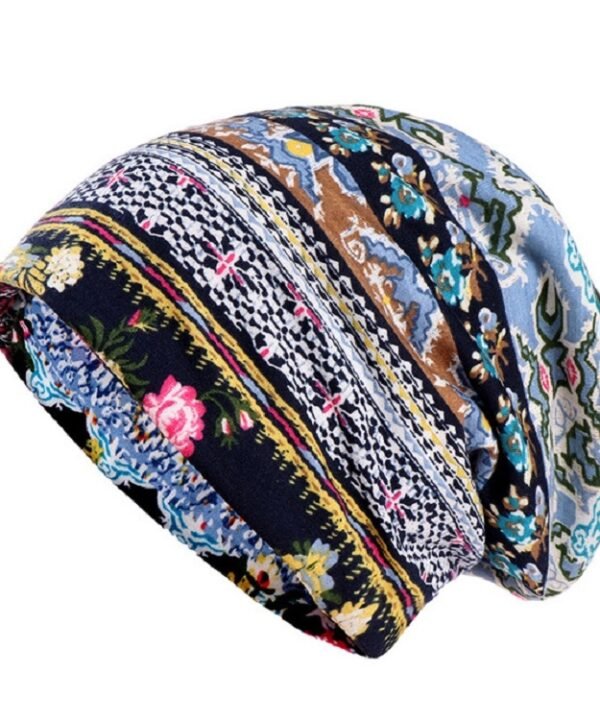 Women Summer Thin Cotton Printing Wild Sunproof Dual-purpose Hat Wrap Cap, One Size
