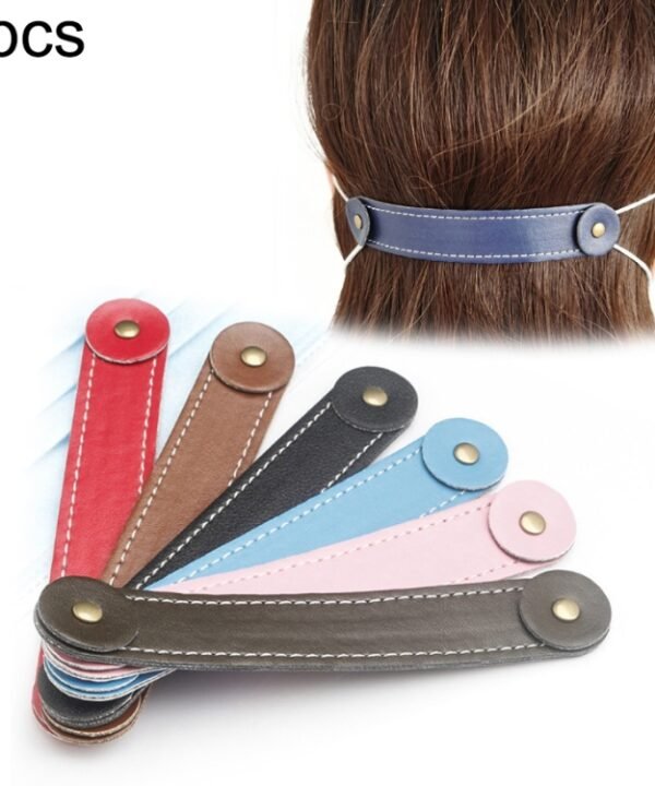 Adjustable Face Mask Ear Band Rope Anti-slip PU Leather Extension Buckle Hood