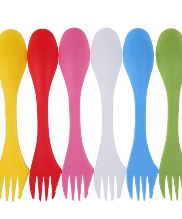 2 Set  3 In 1 Outdoor Camp Tableware Heat Resistant Spoon Fork Knife Camping Hiking Utensils (6pcs=1set)