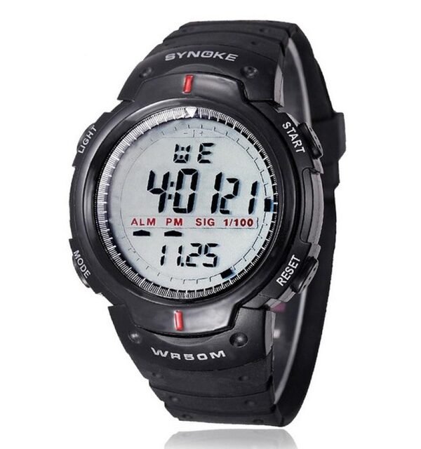 SYNOKE 61576 Life Waterproof LED Sports Watch for Men, Black, Gray
