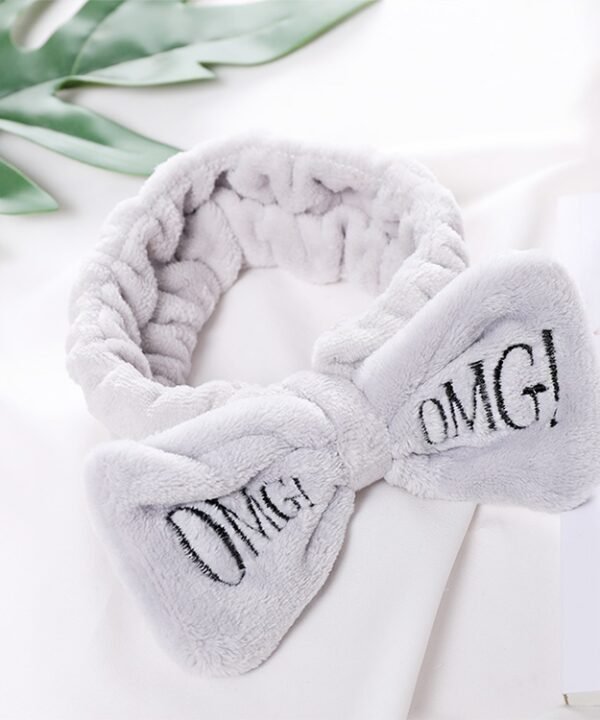 Women New Letter "OMG" Coral Fleece Soft Bow Headbands Cute Hair Holder Headwear Hair Accessories