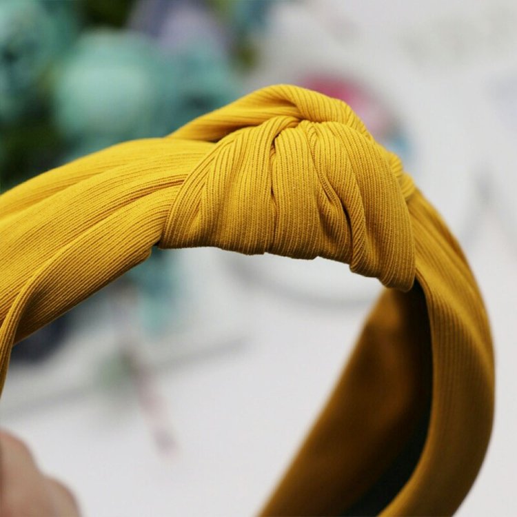 Soft Knotted Headband Hairband Lady Bow Hair Hoop Hair Accessories, Black, Pink, Wine red, Gray, Green, Navy Blue, Yellow, Khaki, Dark gray, Cyan - Image 3