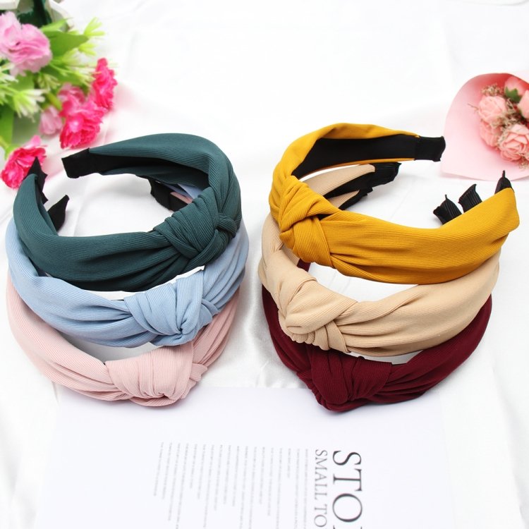Soft Knotted Headband Hairband Lady Bow Hair Hoop Hair Accessories, Black, Pink, Wine red, Gray, Green, Navy Blue, Yellow, Khaki, Dark gray, Cyan - Image 4