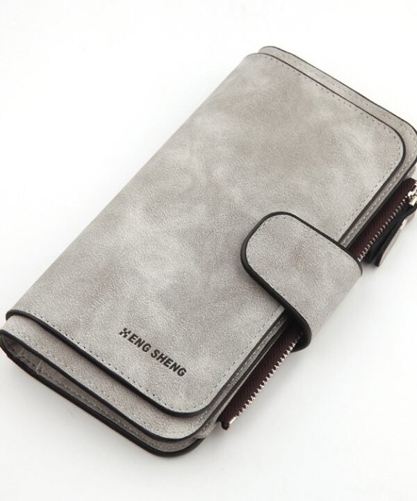 Women Scrub Leather Lady Purses Clutch Long Female Wallet, Gray, Pink, Light Gray, Rose Red, Blue, Brown