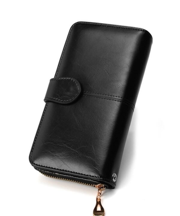 Multifunction Zipper Women Leather Wallet Long Trifold Coin Purse Card Holder Clutch, Black, Brown, Red Wine, Deep Blue, Pink, Orange