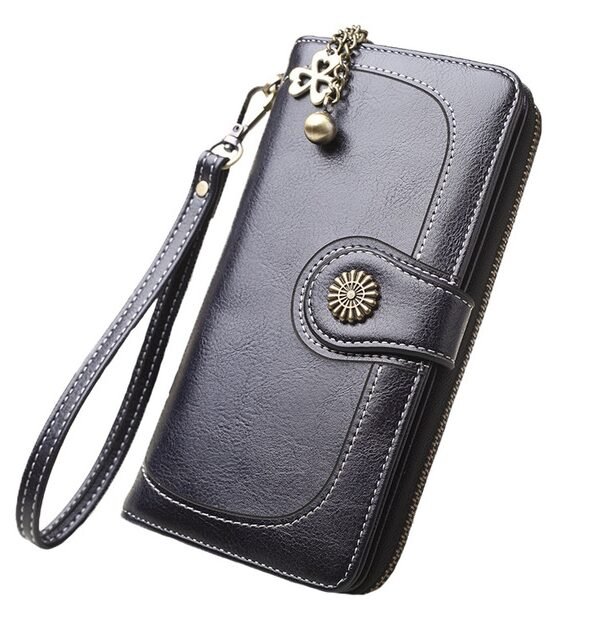 Vintage Button Phone Purses Women Wallets Female Purse Leather Brand Retro Ladies Long Zipper Woman Wallet Card Clutch