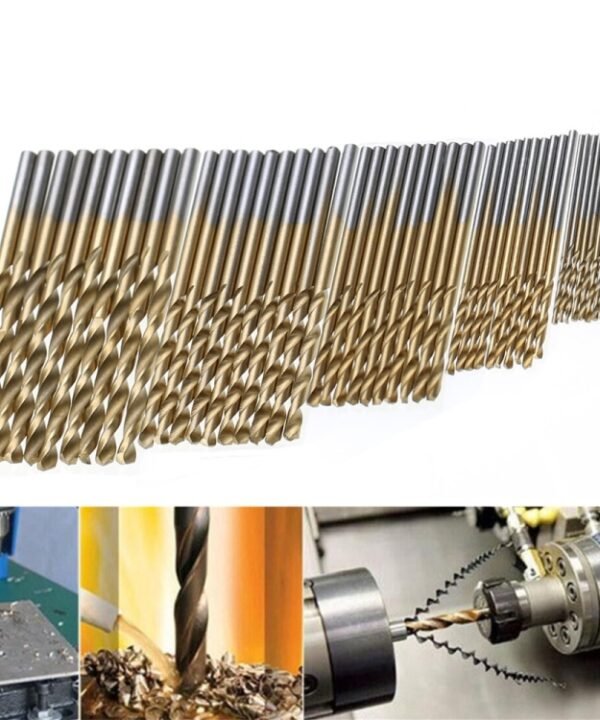 50 PCS/Set Titanium Coated Drill Bits High Speed Steel Drill Bit Set Power Drilling Tools