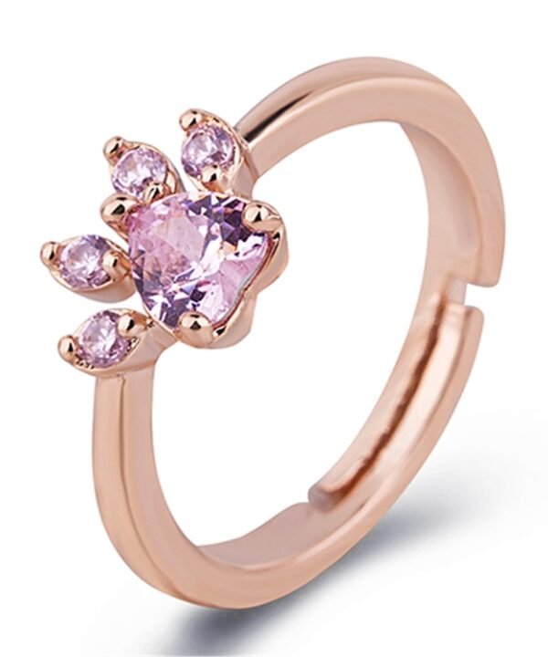 Women Crystal Cute Cat Claw Opening Adjustable Ring Jewelry