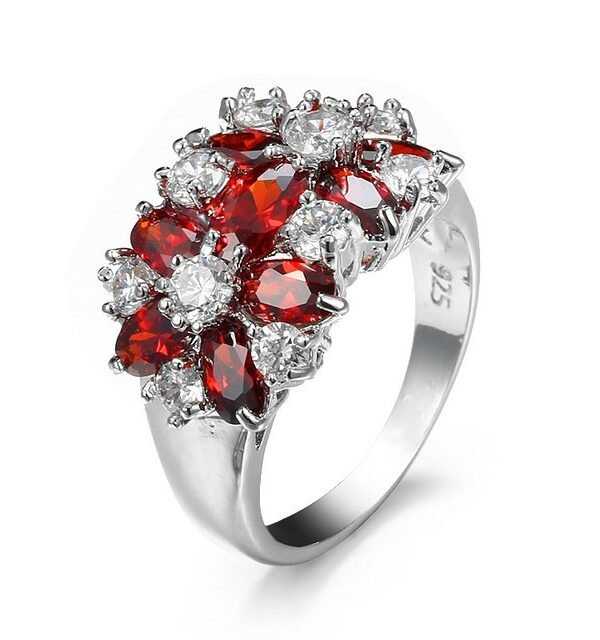 925 Sterling Silver Sparkling Rings Girls Crystal Engagement Jewelry, 6, 7, 8, 9