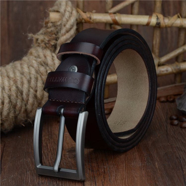 COWATHER XF002 Men Genuine Leather Luxury Business Casual Pin Buckle Belt, 100cm, 105cm, 110cm, 115cm, 120cm, 125cm, 130cm, 140cm, 150cm - Image 5