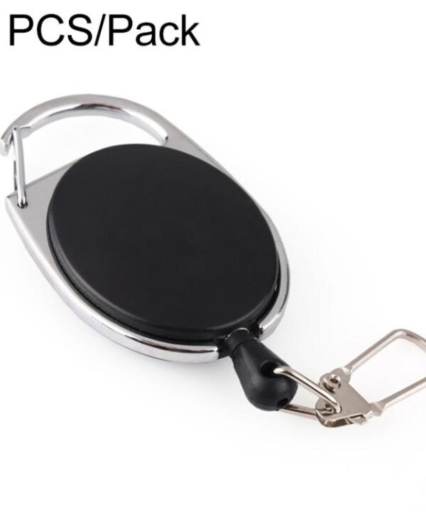 2 PCS Retractable Pull Badge Reel Zinc Alloy ABS ID Lanyard Name Tag Card Badge Key Ring Chain Clips
