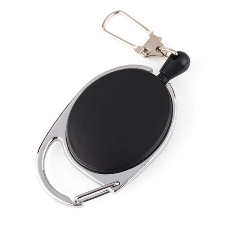 2 PCS Retractable Pull Badge Reel Zinc Alloy ABS ID Lanyard Name Tag Card Badge Key Ring Chain Clips - Image 2