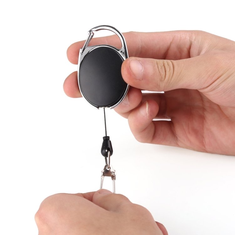 2 PCS Retractable Pull Badge Reel Zinc Alloy ABS ID Lanyard Name Tag Card Badge Key Ring Chain Clips - Image 4