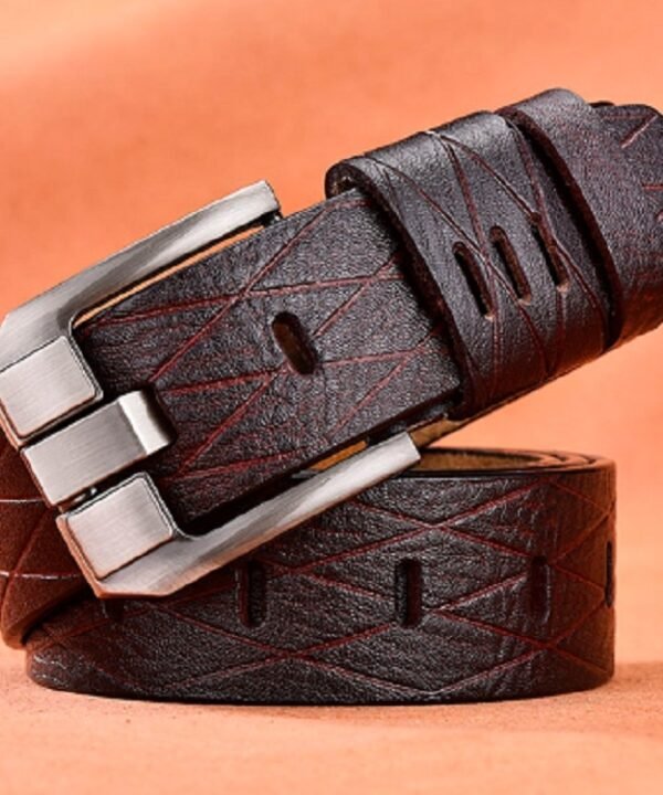 Men Vintage Crocodile Textured Leather Belt, 105CM, 110CM, 115CM, 120CM, 125CM