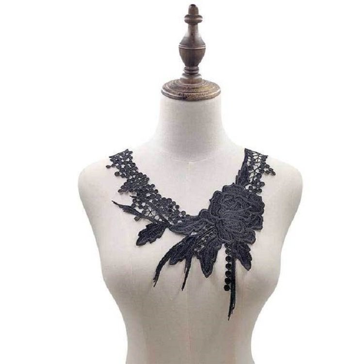Lace Flower Embroidered Collar Fake Collar Clothing Accessories, Size: 31 x 30cm, Red, Red Wine, Pink, Green, Blue, Sky Blue, Purple, Gray, Beige, Black, Purple Pink, Gold, Gold Brown, Navy, Rose Red, Brown, Apricot, White
