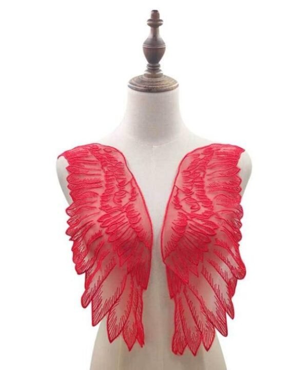 1 Pair Organza Wings Shape Embroidery DIY Clothing Accessories, Red, Black, Gold, White