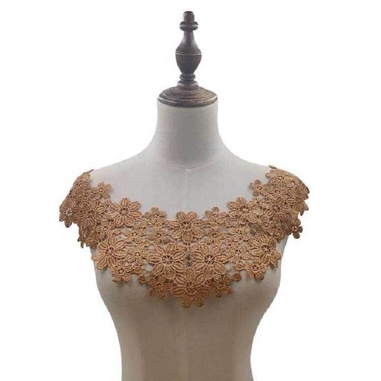 Lace Collar Three-dimensional Hollow Embroidered Fake Collar DIY Clothing Accessories, Size: About 45 x 26cm, Red, Green, Blue, Sky Blue, Purple, Gray, Black, Gold, Beige Brown, Gold Brown, Gold Line, Silver, Navy, Red Bean Paste Powder, Rose Red, Whit...
