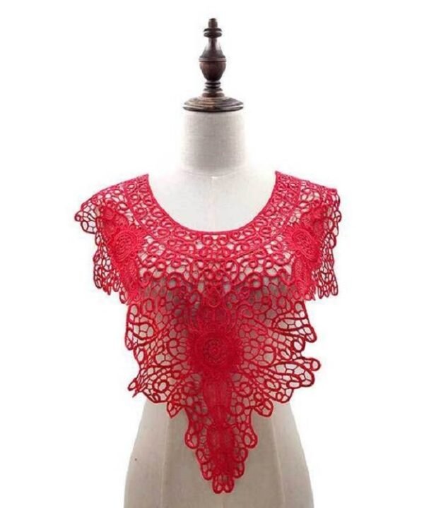 Lace Embroidery Hollow Fake Collar DIY Clothing Accessories, Size: About 55 x 47cm, Red, Beige, Black, Light Brown, White