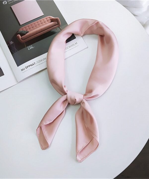 Soft Imitated Silk Fabric Solid Color Small Square Scarf Professional Silk Scarf for Women, Length: 70cm