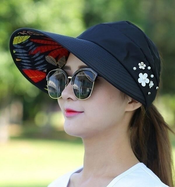 Women Summer Casual  Going Out Ultraviolet-proof Korean Style Folded Sun Block Hat Breathable And Light, Black, Pink, Khaki, Rose Red, Blue, Beige, Red