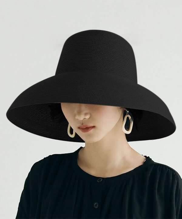 Big Eaves Straw Hat  Female Summer Sunscreen Basin Hat Beach Vacation Sunhat Fisherman Hat, Black, Yellow, Beige, Pink, Orange