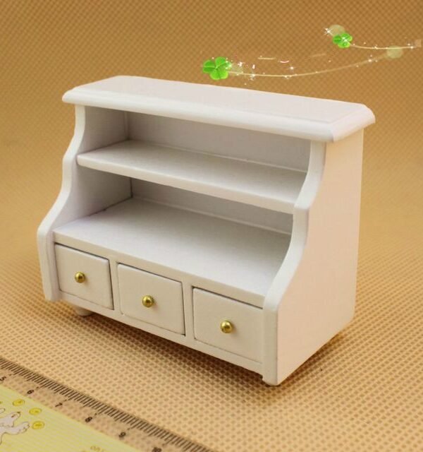 Dollhouse Mini Furniture Bathroom White Short Cabinet Towel Cabinet Model