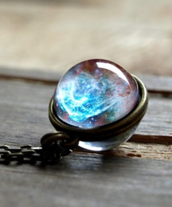 Double-sided Glass Globe Solar Cosmic Starry Necklace Galaxy Pendant
