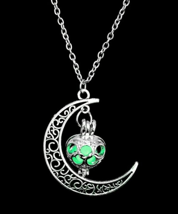 Women Moon Glowing Luminous Gem Charm Necklace Jewelry