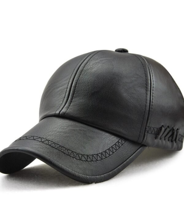 Outdoor Leisure Baseball Hat PU Leather Warm Peaked Cap, Free Size