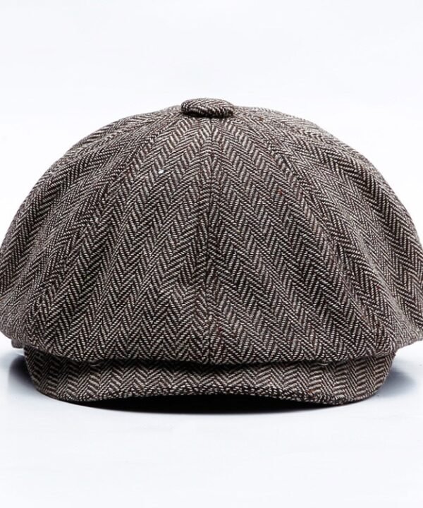 14128 Stripe Snap Design Beret Autumn And Winter Retro Wild Octagonal Hat, 58CM, 60CM