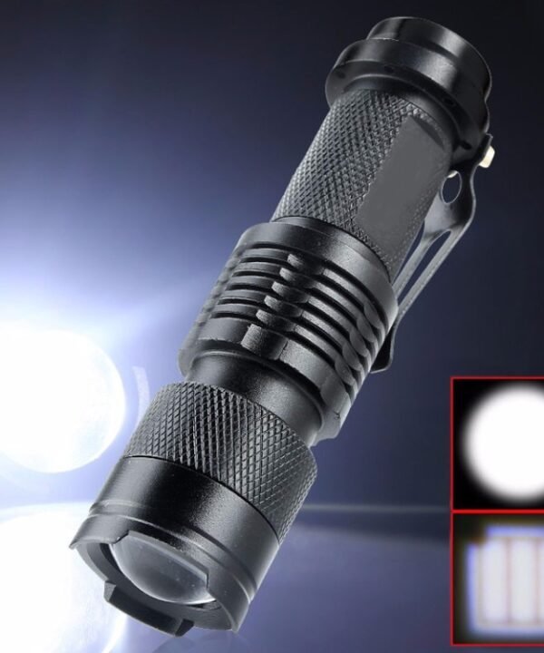 LED Outdoor Rechargeable Telescopic Zoom Mini Glare Flashlight, Single, Set