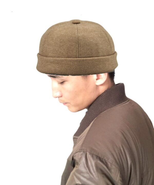 G12788 Iron Mark Street Melon Skullcap Retro Flanged Landlord Hat without Eaves, G12788 Deep Beige, G12788 Dark Gray, G12788 Dark Blue, G12788 Black, G12788 Grey